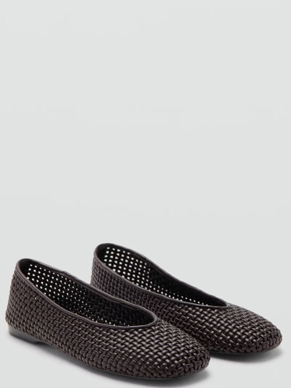Mango Woven Ballet Flats in Dark Brown